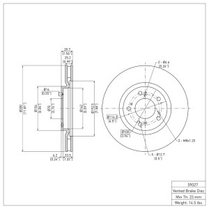 Honda S2000 Brake Rotor (1) - Front - R1 Concepts - Plain - `00-`09